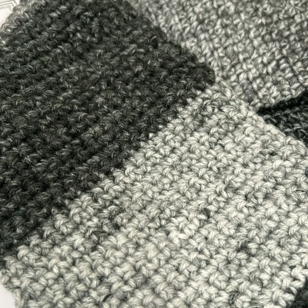Gray and Black Knit Handmade Infinity Scarf